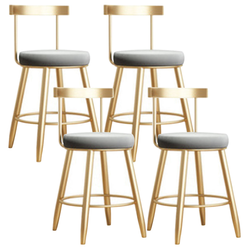 Glam Armless Backrest Counter Stool Iron Bar Stool with Cushion and Pedal for Kitchen Use 4 Piece Set Short Stool(18"H) Clearhalo 'Bar Furniture' 'Bar Stools' 'bar_stools' 'furn' 'furn_bar_stools' 'Furniture' 'Kitchen & Dining Furniture' 6395489