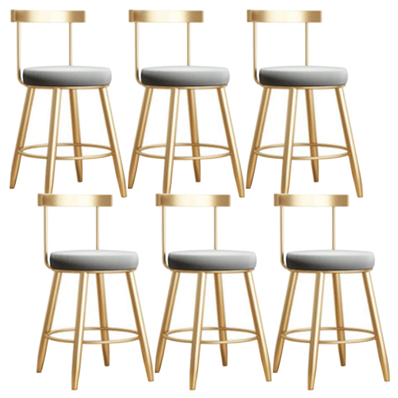 Glam Armless Backrest Counter Stool Iron Bar Stool with Cushion and Pedal for Kitchen Use 6 Piece Set Short Stool(18"H) Clearhalo 'Bar Furniture' 'Bar Stools' 'bar_stools' 'furn' 'furn_bar_stools' 'Furniture' 'Kitchen & Dining Furniture' 6395490