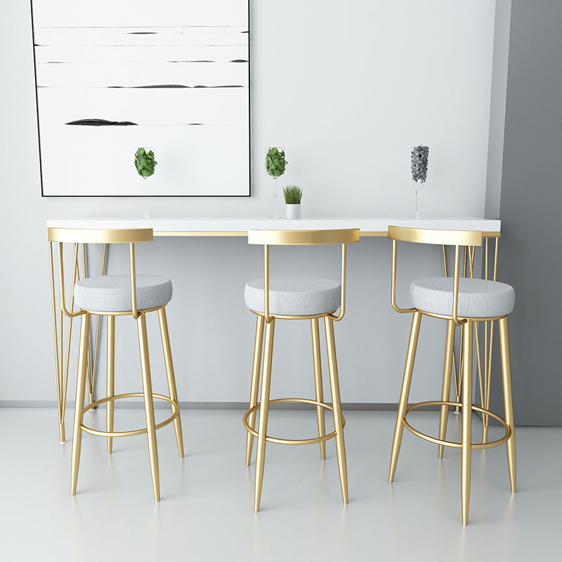Glam Armless Backrest Counter Stool Iron Bar Stool with Cushion and Pedal for Kitchen Use Clearhalo 'Bar Furniture' 'Bar Stools' 'bar_stools' 'furn' 'furn_bar_stools' 'Furniture' 'Kitchen & Dining Furniture' 6395491