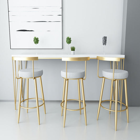 Sgabello da bar in ferro controporte senza bracciola glam con cuscino e pedale per l'uso della cucina