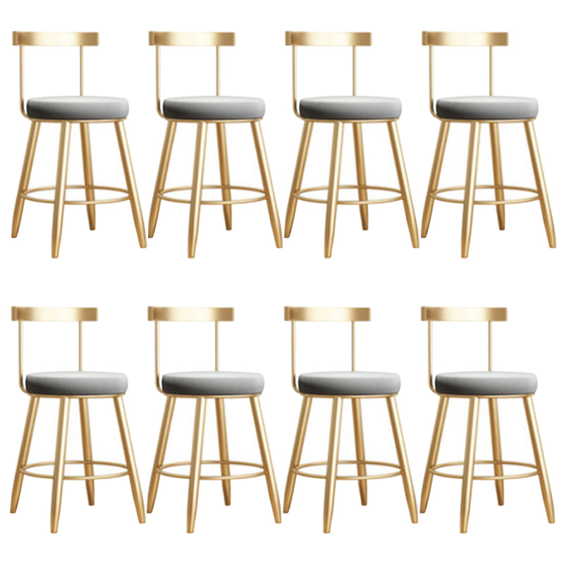 Glam Armless Backrest Counter Stool Iron Bar Stool with Cushion and Pedal for Kitchen Use 8 Piece Set Short Stool(18"H) Clearhalo 'Bar Furniture' 'Bar Stools' 'bar_stools' 'furn' 'furn_bar_stools' 'Furniture' 'Kitchen & Dining Furniture' 6395492