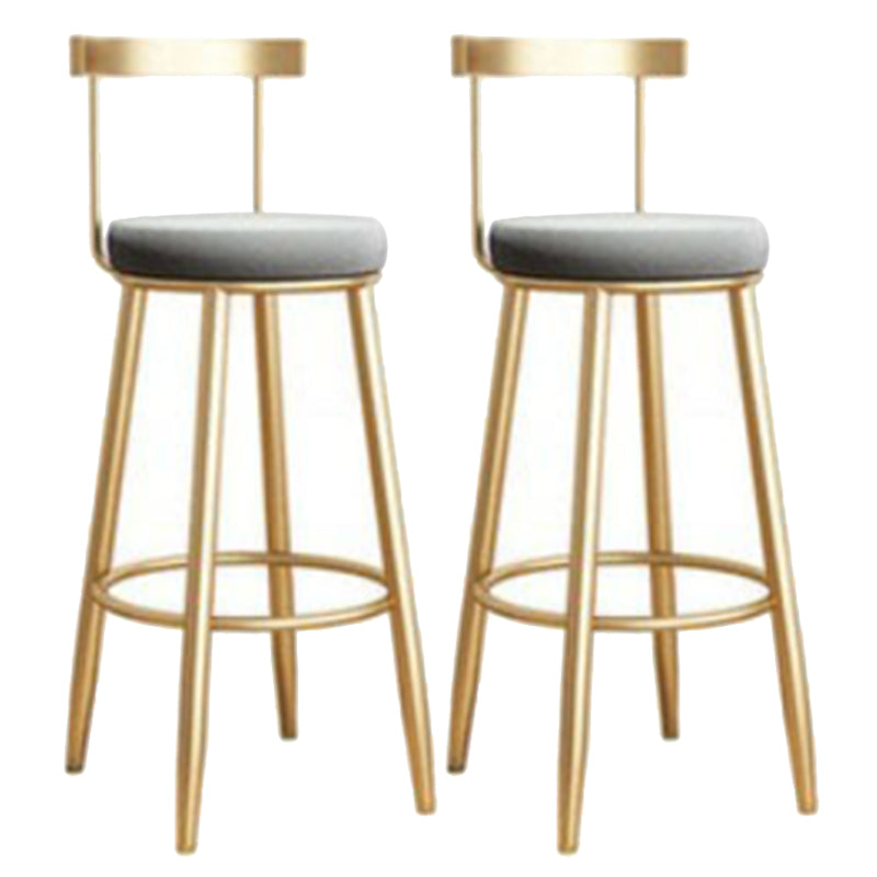 Glam Armless Backrest Counter Stool Iron Bar Stool with Cushion and Pedal for Kitchen Use 2 Piece Set Clearhalo 'Bar Furniture' 'Bar Stools' 'bar_stools' 'furn' 'furn_bar_stools' 'Furniture' 'Kitchen & Dining Furniture' 6395494