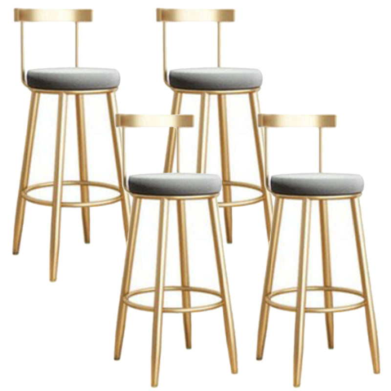 Glam Armless Backrest Counter Stool Iron Bar Stool with Cushion and Pedal for Kitchen Use 4 Piece Set Clearhalo 'Bar Furniture' 'Bar Stools' 'bar_stools' 'furn' 'furn_bar_stools' 'Furniture' 'Kitchen & Dining Furniture' 6395496