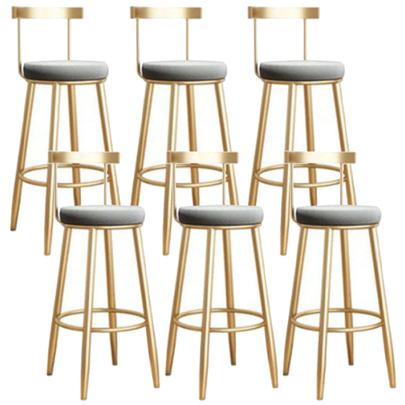 Glam Armless Backrest Counter Stool Iron Bar Stool with Cushion and Pedal for Kitchen Use 6 Piece Set Clearhalo 'Bar Furniture' 'Bar Stools' 'bar_stools' 'furn' 'furn_bar_stools' 'Furniture' 'Kitchen & Dining Furniture' 6395498