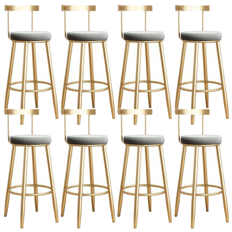 Glam Armless Backrest Counter Stool Iron Bar Stool with Cushion and Pedal for Kitchen Use 8 Piece Set Clearhalo 'Bar Furniture' 'Bar Stools' 'bar_stools' 'furn' 'furn_bar_stools' 'Furniture' 'Kitchen & Dining Furniture' 6395500