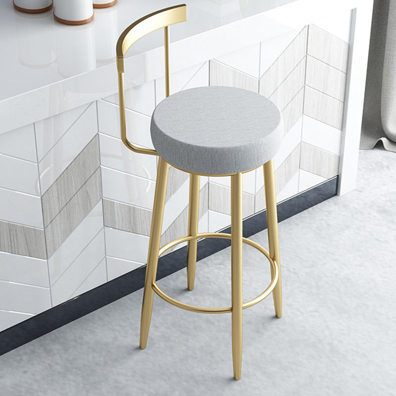 Glam Armless Backrest Counter Stool Iron Bar Stool with Cushion and Pedal for Kitchen Use Clearhalo 'Bar Furniture' 'Bar Stools' 'bar_stools' 'furn' 'furn_bar_stools' 'Furniture' 'Kitchen & Dining Furniture' 6395502