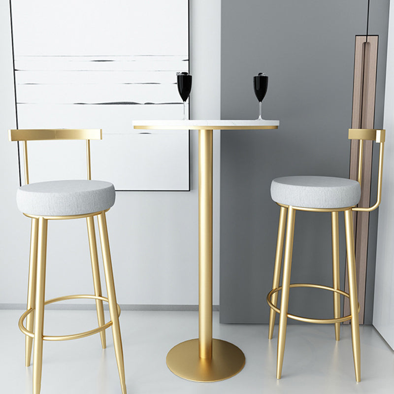 Glam Armless Backrest Counter Stool Iron Bar Stool with Cushion and Pedal for Kitchen Use Clearhalo 'Bar Furniture' 'Bar Stools' 'bar_stools' 'furn' 'furn_bar_stools' 'Furniture' 'Kitchen & Dining Furniture' 6395504