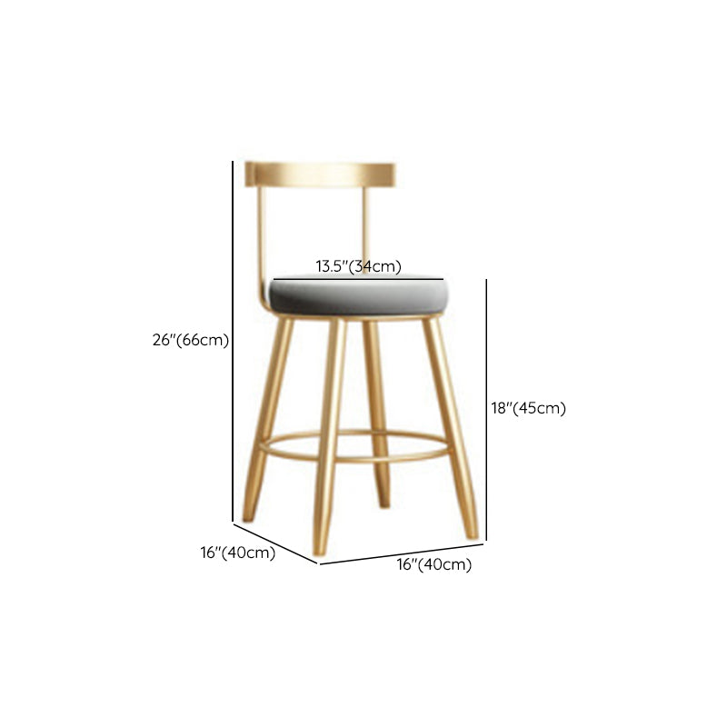 Glam Armless Backrest Counter Stool Iron Bar Stool with Cushion and Pedal for Kitchen Use Clearhalo 'Bar Furniture' 'Bar Stools' 'bar_stools' 'furn' 'furn_bar_stools' 'Furniture' 'Kitchen & Dining Furniture' 6395505