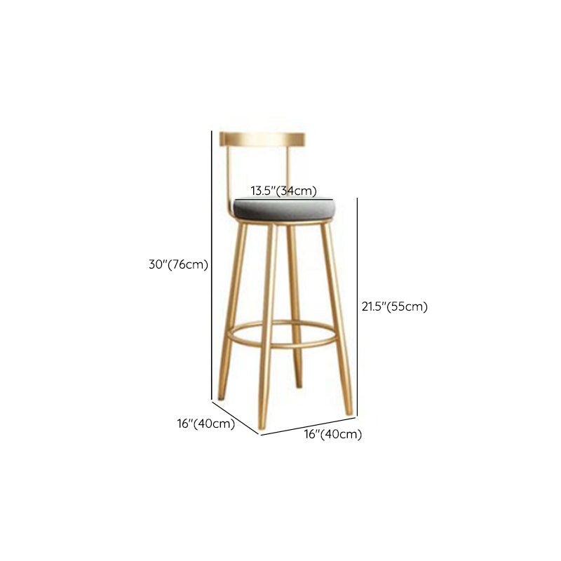 Glam Armless Backrest Counter Stool Iron Bar Stool with Cushion and Pedal for Kitchen Use Clearhalo 'Bar Furniture' 'Bar Stools' 'bar_stools' 'furn' 'furn_bar_stools' 'Furniture' 'Kitchen & Dining Furniture' 6395506