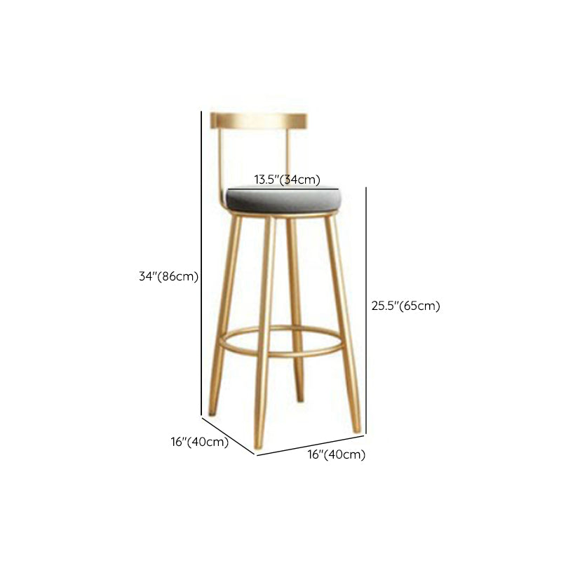 Glam Armless Backrest Counter Stool Iron Bar Stool with Cushion and Pedal for Kitchen Use Clearhalo 'Bar Furniture' 'Bar Stools' 'bar_stools' 'furn' 'furn_bar_stools' 'Furniture' 'Kitchen & Dining Furniture' 6395507
