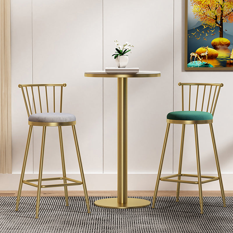Glam Backrest Armless Counter Stool Iron Bar Stool with Velvet Cushion and Pedal for Cafe Clearhalo 'Bar Furniture' 'Bar Stools' 'bar_stools' 'furn' 'furn_bar_stools' 'Furniture' 'Kitchen & Dining Furniture' 6395512