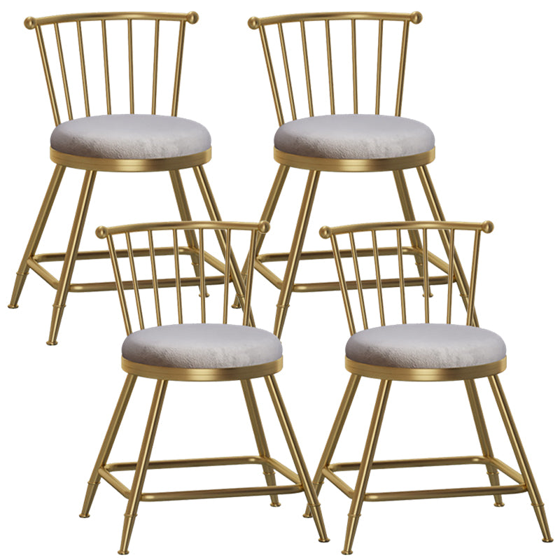 Glam Backrest Armless Counter Stool Iron Bar Stool with Velvet Cushion and Pedal for Cafe Gray 4 Piece Set Short Stool(18"H) Clearhalo 'Bar Furniture' 'Bar Stools' 'bar_stools' 'furn' 'furn_bar_stools' 'Furniture' 'Kitchen & Dining Furniture' 6395513