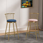 Glam Backrest Armless Counter Stool Iron Bar Stool with Velvet Cushion and Pedal for Cafe Clearhalo 'Bar Furniture' 'Bar Stools' 'bar_stools' 'furn' 'furn_bar_stools' 'Furniture' 'Kitchen & Dining Furniture' 6395515