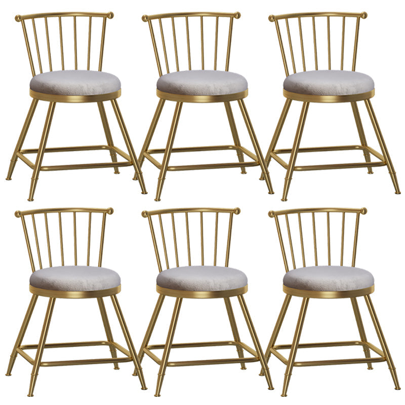 Glam Backrest Armless Counter Stool Iron Bar Stool with Velvet Cushion and Pedal for Cafe Gray 6 Piece Set Short Stool(18"H) Clearhalo 'Bar Furniture' 'Bar Stools' 'bar_stools' 'furn' 'furn_bar_stools' 'Furniture' 'Kitchen & Dining Furniture' 6395516