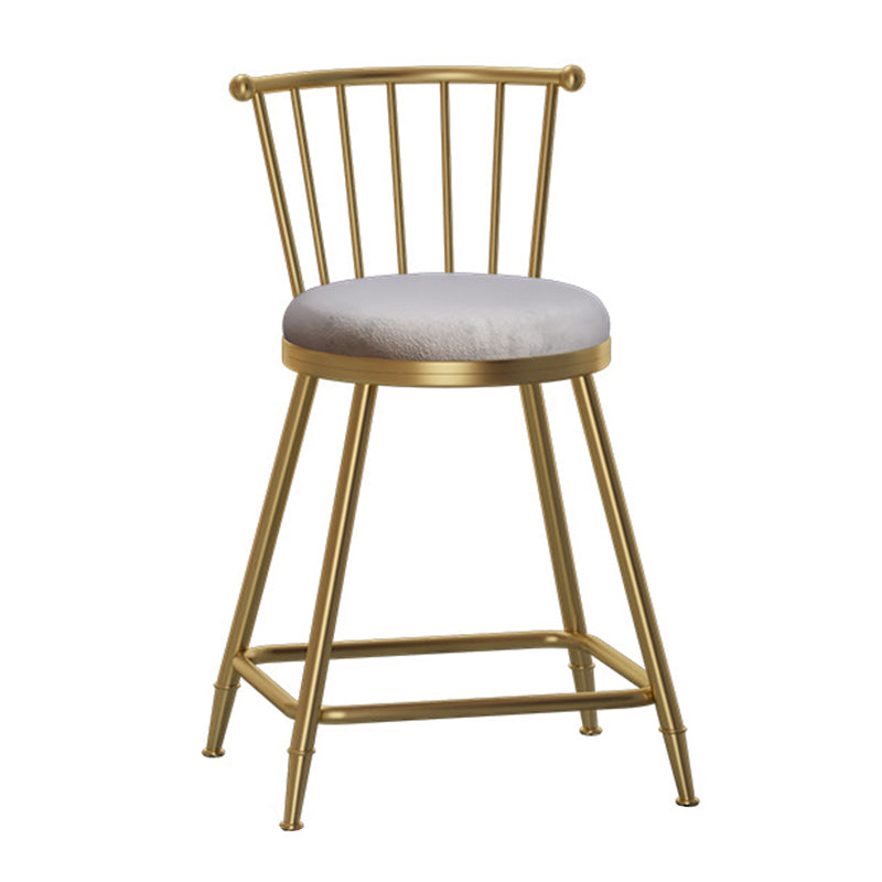 Glam Backrest Armless Counter Stool Iron Bar Stool with Velvet Cushion and Pedal for Cafe Clearhalo 'Bar Furniture' 'Bar Stools' 'bar_stools' 'furn' 'furn_bar_stools' 'Furniture' 'Kitchen & Dining Furniture' 6395517