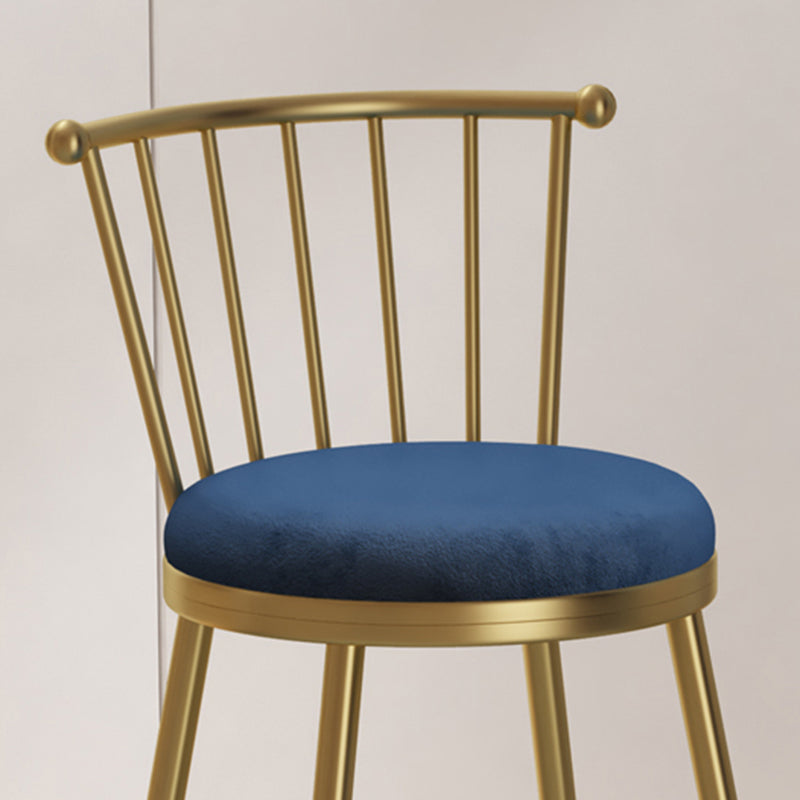 Glam Backrest Armless Counter Stool Iron Bar Stool with Velvet Cushion and Pedal for Cafe Clearhalo 'Bar Furniture' 'Bar Stools' 'bar_stools' 'furn' 'furn_bar_stools' 'Furniture' 'Kitchen & Dining Furniture' 6395519