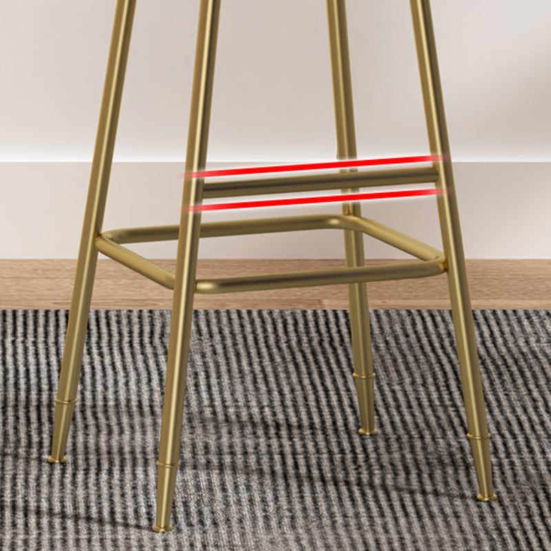 Glam Backrest Armless Counter Stool Iron Bar Stool with Velvet Cushion and Pedal for Cafe Clearhalo 'Bar Furniture' 'Bar Stools' 'bar_stools' 'furn' 'furn_bar_stools' 'Furniture' 'Kitchen & Dining Furniture' 6395523
