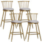 Glam Backrest Armless Counter Stool Iron Bar Stool with Velvet Cushion and Pedal for Cafe Gray 4 Piece Set Counter Stool(26"H) Clearhalo 'Bar Furniture' 'Bar Stools' 'bar_stools' 'furn' 'furn_bar_stools' 'Furniture' 'Kitchen & Dining Furniture' 6395532