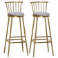 Glam Backrest Armless Counter Stool Iron Bar Stool with Velvet Cushion and Pedal for Cafe Gray 2 Piece Set Bar Stool(33"H) Clearhalo 'Bar Furniture' 'Bar Stools' 'bar_stools' 'furn' 'furn_bar_stools' 'Furniture' 'Kitchen & Dining Furniture' 6395541