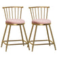 Glam Backrest Armless Counter Stool Iron Bar Stool with Velvet Cushion and Pedal for Cafe Pink 2 Piece Set Short Stool(22"H) Clearhalo 'Bar Furniture' 'Bar Stools' 'bar_stools' 'furn' 'furn_bar_stools' 'Furniture' 'Kitchen & Dining Furniture' 6395551