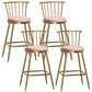 Glam Backrest Armless Counter Stool Iron Bar Stool with Velvet Cushion and Pedal for Cafe Pink 4 Piece Set Counter Stool(26"H) Clearhalo 'Bar Furniture' 'Bar Stools' 'bar_stools' 'furn' 'furn_bar_stools' 'Furniture' 'Kitchen & Dining Furniture' 6395557
