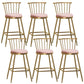 Glam Backrest Armless Counter Stool Iron Bar Stool with Velvet Cushion and Pedal for Cafe Pink 6 Piece Set Counter Stool(26"H) Clearhalo 'Bar Furniture' 'Bar Stools' 'bar_stools' 'furn' 'furn_bar_stools' 'Furniture' 'Kitchen & Dining Furniture' 6395558