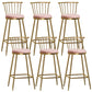 Glam Backrest Armless Counter Stool Iron Bar Stool with Velvet Cushion and Pedal for Cafe Pink 6 Piece Set Bar Stool(30"H) Clearhalo 'Bar Furniture' 'Bar Stools' 'bar_stools' 'furn' 'furn_bar_stools' 'Furniture' 'Kitchen & Dining Furniture' 6395563