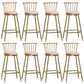 Glam Backrest Armless Counter Stool Iron Bar Stool with Velvet Cushion and Pedal for Cafe Pink 8 Piece Set Bar Stool(30"H) Clearhalo 'Bar Furniture' 'Bar Stools' 'bar_stools' 'furn' 'furn_bar_stools' 'Furniture' 'Kitchen & Dining Furniture' 6395564
