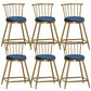 Glam Backrest Armless Counter Stool Iron Bar Stool with Velvet Cushion and Pedal for Cafe Blue 6 Piece Set Short Stool(22"H) Clearhalo 'Bar Furniture' 'Bar Stools' 'bar_stools' 'furn' 'furn_bar_stools' 'Furniture' 'Kitchen & Dining Furniture' 6395578