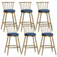 Glam Backrest Armless Counter Stool Iron Bar Stool with Velvet Cushion and Pedal for Cafe Blue 6 Piece Set Counter Stool(26"H) Clearhalo 'Bar Furniture' 'Bar Stools' 'bar_stools' 'furn' 'furn_bar_stools' 'Furniture' 'Kitchen & Dining Furniture' 6395583