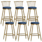Glam Backrest Armless Counter Stool Iron Bar Stool with Velvet Cushion and Pedal for Cafe Blue 6 Piece Set Bar Stool(30"H) Clearhalo 'Bar Furniture' 'Bar Stools' 'bar_stools' 'furn' 'furn_bar_stools' 'Furniture' 'Kitchen & Dining Furniture' 6395588