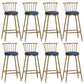 Glam Backrest Armless Counter Stool Iron Bar Stool with Velvet Cushion and Pedal for Cafe Blue 8 Piece Set Bar Stool(30"H) Clearhalo 'Bar Furniture' 'Bar Stools' 'bar_stools' 'furn' 'furn_bar_stools' 'Furniture' 'Kitchen & Dining Furniture' 6395589