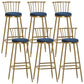 Glam Backrest Armless Counter Stool Iron Bar Stool with Velvet Cushion and Pedal for Cafe Blue 6 Piece Set Bar Stool(33"H) Clearhalo 'Bar Furniture' 'Bar Stools' 'bar_stools' 'furn' 'furn_bar_stools' 'Furniture' 'Kitchen & Dining Furniture' 6395593