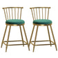 Glam Backrest Armless Counter Stool Iron Bar Stool with Velvet Cushion and Pedal for Cafe Green 2 Piece Set Short Stool(22"H) Clearhalo 'Bar Furniture' 'Bar Stools' 'bar_stools' 'furn' 'furn_bar_stools' 'Furniture' 'Kitchen & Dining Furniture' 6395601