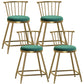Glam Backrest Armless Counter Stool Iron Bar Stool with Velvet Cushion and Pedal for Cafe Green 4 Piece Set Short Stool(22"H) Clearhalo 'Bar Furniture' 'Bar Stools' 'bar_stools' 'furn' 'furn_bar_stools' 'Furniture' 'Kitchen & Dining Furniture' 6395602