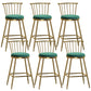 Glam Backrest Armless Counter Stool Iron Bar Stool with Velvet Cushion and Pedal for Cafe Green 6 Piece Set Counter Stool(26"H) Clearhalo 'Bar Furniture' 'Bar Stools' 'bar_stools' 'furn' 'furn_bar_stools' 'Furniture' 'Kitchen & Dining Furniture' 6395608