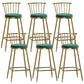 Glam Backrest Armless Counter Stool Iron Bar Stool with Velvet Cushion and Pedal for Cafe Green 6 Piece Set Bar Stool(30"H) Clearhalo 'Bar Furniture' 'Bar Stools' 'bar_stools' 'furn' 'furn_bar_stools' 'Furniture' 'Kitchen & Dining Furniture' 6395613