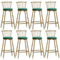 Glam Backrest Armless Counter Stool Iron Bar Stool with Velvet Cushion and Pedal for Cafe Green 8 Piece Set Bar Stool(30"H) Clearhalo 'Bar Furniture' 'Bar Stools' 'bar_stools' 'furn' 'furn_bar_stools' 'Furniture' 'Kitchen & Dining Furniture' 6395614