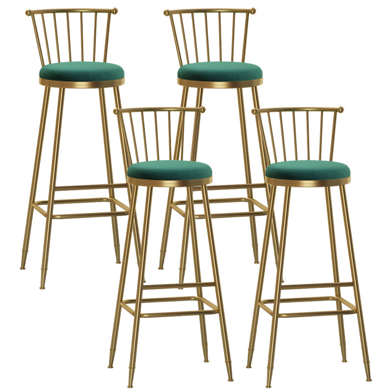 Glam Backrest Armless Counter Stool Iron Bar Stool with Velvet Cushion and Pedal for Cafe Green 4 Piece Set Bar Stool(33"H) Clearhalo 'Bar Furniture' 'Bar Stools' 'bar_stools' 'furn' 'furn_bar_stools' 'Furniture' 'Kitchen & Dining Furniture' 6395617