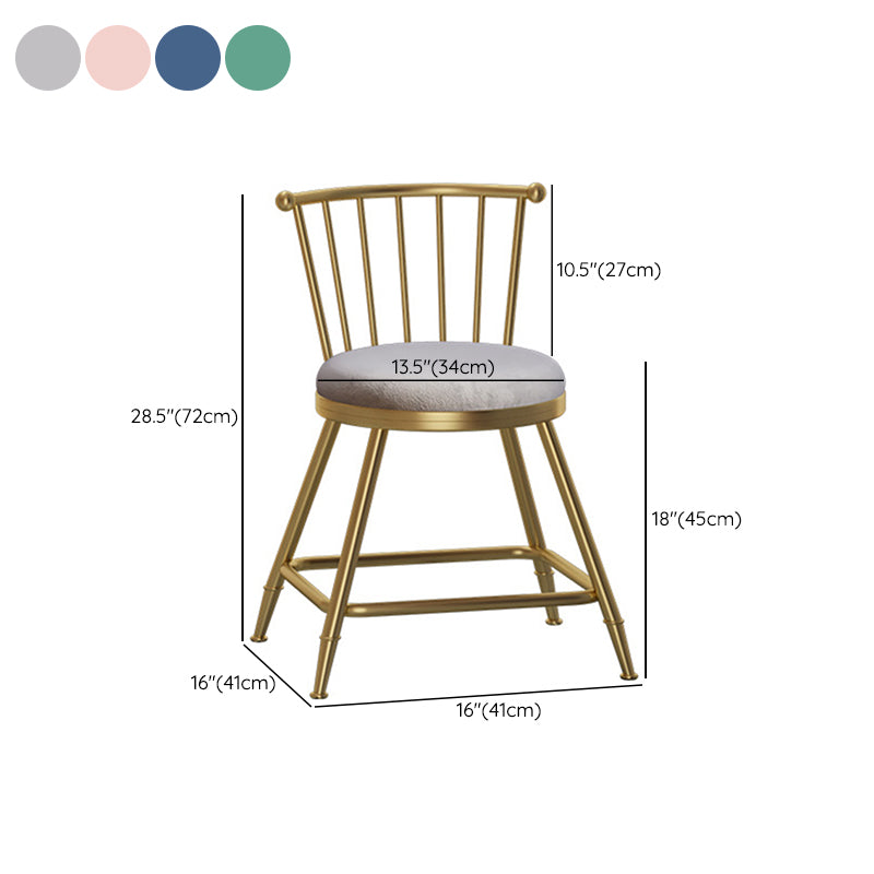 Glam Backrest Armless Counter Stool Iron Bar Stool with Velvet Cushion and Pedal for Cafe Clearhalo 'Bar Furniture' 'Bar Stools' 'bar_stools' 'furn' 'furn_bar_stools' 'Furniture' 'Kitchen & Dining Furniture' 6395620