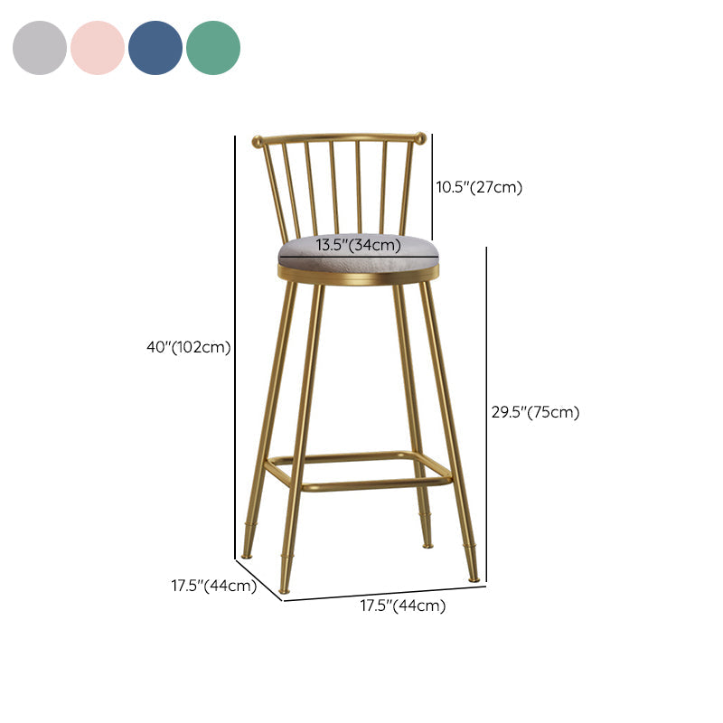 Glam Backrest Armless Counter Stool Iron Bar Stool with Velvet Cushion and Pedal for Cafe Clearhalo 'Bar Furniture' 'Bar Stools' 'bar_stools' 'furn' 'furn_bar_stools' 'Furniture' 'Kitchen & Dining Furniture' 6395623