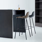 Taburete de bar moderno con respaldo, taburete de hierro con cojín de cuero para comedor