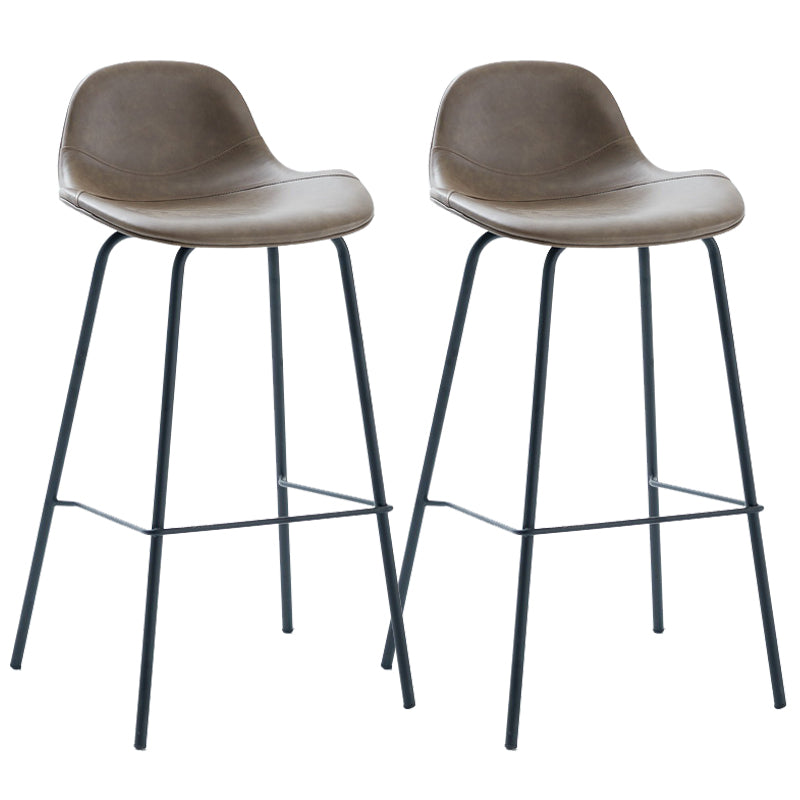 Taburete de bar moderno con respaldo, taburete de hierro con cojín de cuero para comedor