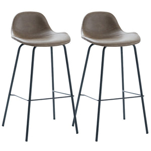 Modern Backrest Counter Stool Iron Bar Stool with Leather Cushion for Dining Room Coffee 2 Piece Set