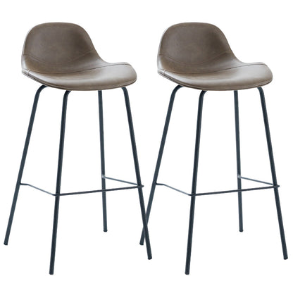 Taburete de bar moderno con respaldo, taburete de hierro con cojín de cuero para comedor