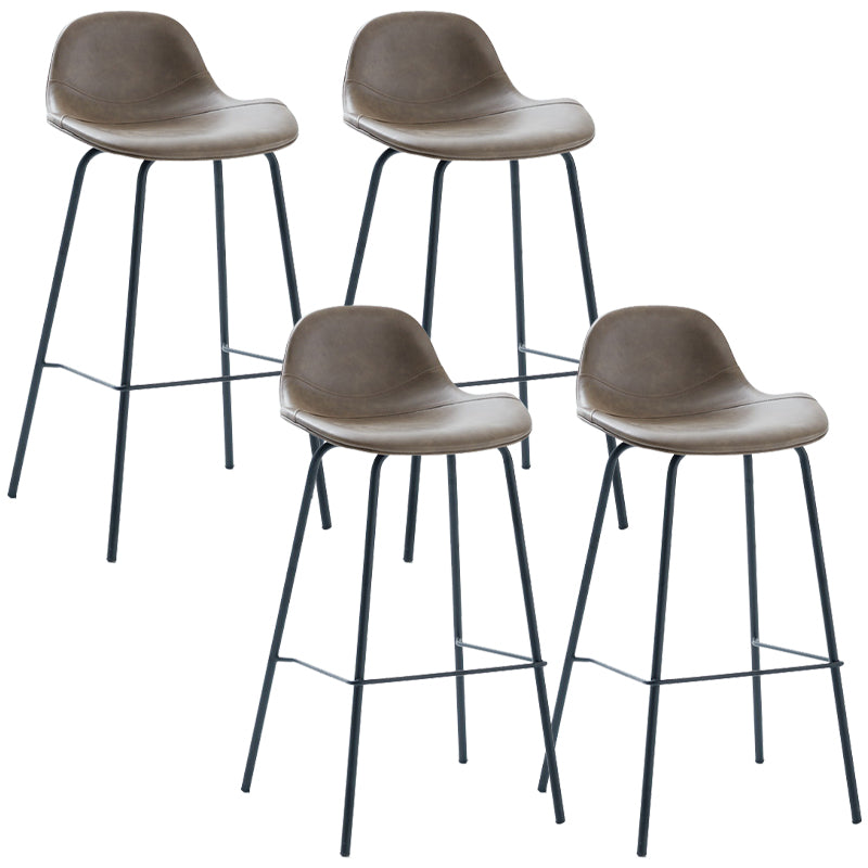 Taburete de bar moderno con respaldo, taburete de hierro con cojín de cuero para comedor