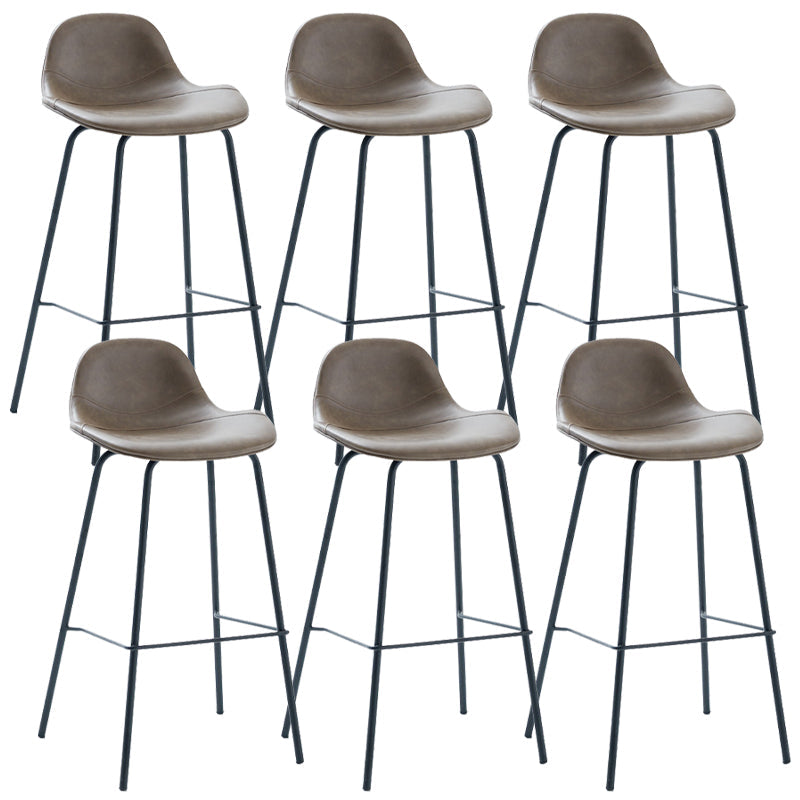Taburete de bar moderno con respaldo, taburete de hierro con cojín de cuero para comedor