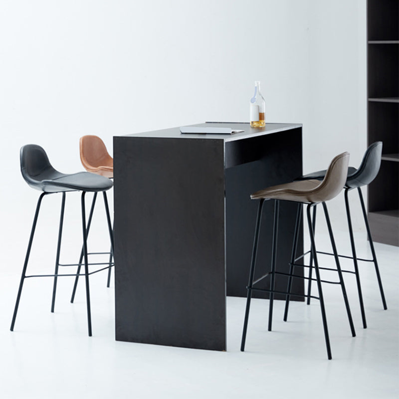 Taburete de bar moderno con respaldo, taburete de hierro con cojín de cuero para comedor