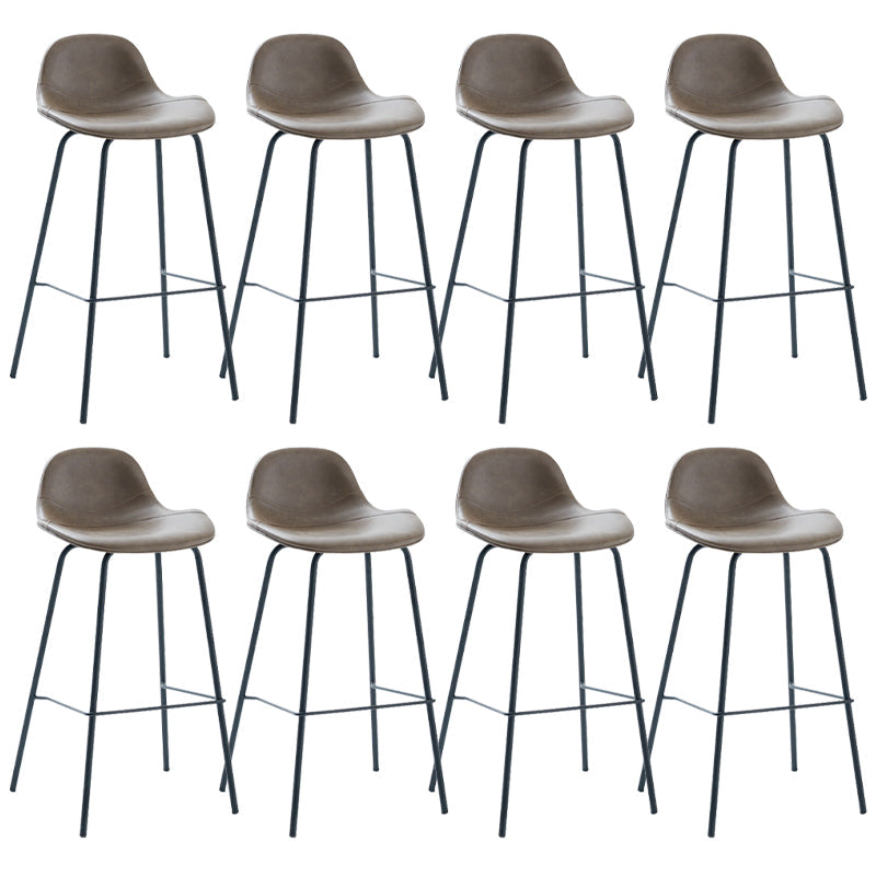 Taburete de bar moderno con respaldo, taburete de hierro con cojín de cuero para comedor