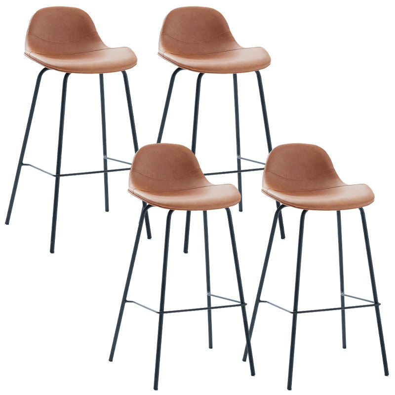 Taburete de bar moderno con respaldo, taburete de hierro con cojín de cuero para comedor